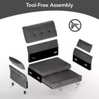Dyonery 51 3-in-1 Sleeper Sofa Bed, Convertible Loveseat with Pull-Out Bed, Adjustable Backrest, Linen Couch