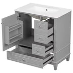 30 Bathroom Vanity Sink Combo, Bathroom storage Cabinet with Drawers and Shelf, Single Sink Bathroom Vanity