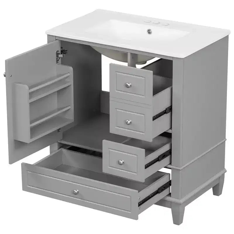 30 Bathroom Vanity Sink Combo, Bathroom storage Cabinet with Drawers and Shelf, Single Sink Bathroom Vanity