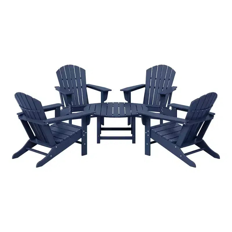 WestinTrends Dylan 5-Piece Outdoor Patio HDPE Adirondack Chair With Round Coffee Table Conversation Set