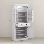 71 Kitchen Pantry Cabinet with LED Lights, 6 Door Shelves, a Drawer and 4 Adjustable Shelves
