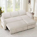 2-in-1 Pull Out Sleeper Sofa with Storage Chaise, Chenille Sectional Couch with USB Ports for Living Room