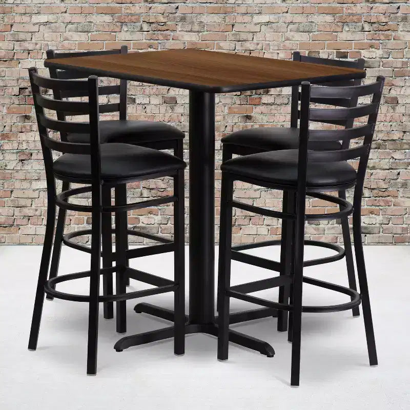 Emma and Oliver 24W x 42L Rectangular Laminate Table Set & 4 Ladder Back Stools