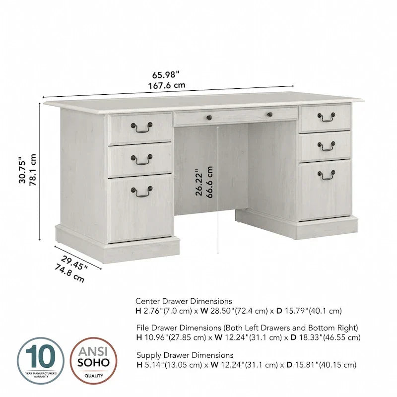 Bush Furniture Saratoga Executive Desk with Drawers and Storage