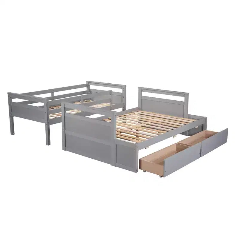 Whisen Twin over Full Bunk Bed with 2-Storage Drawers