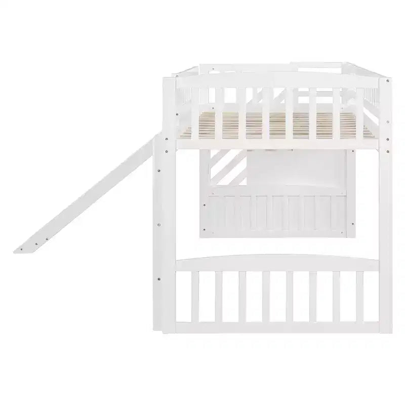 Luxystar Twin Size Loft Bed With Slide and Storage Stairs for Kids' Room
