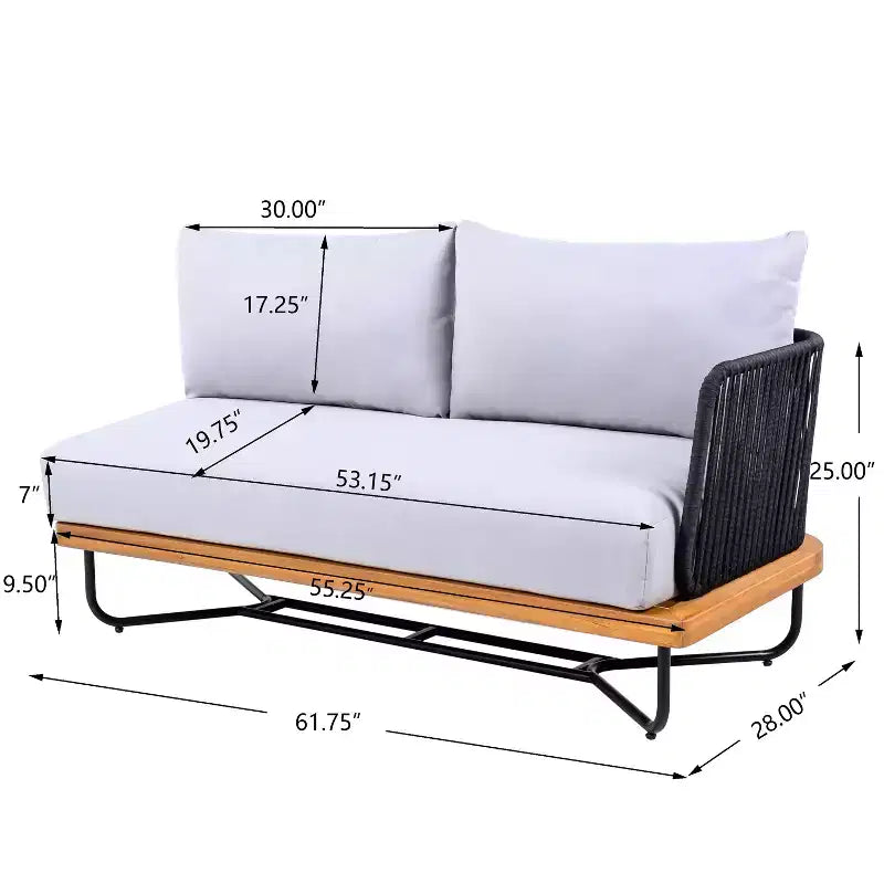 Christopher Knight Home Raphael 4 Piece Outdoor Rope and Acacia Sectional Sofa Set (Table Not Included)