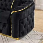 Luxurious 90.6 Inch Velvet Chesterfield Sofa with Button Tufting, Gold Accents, and 2 Pillows - Premium 280g Italian Velvet for Elegant Living Rooms