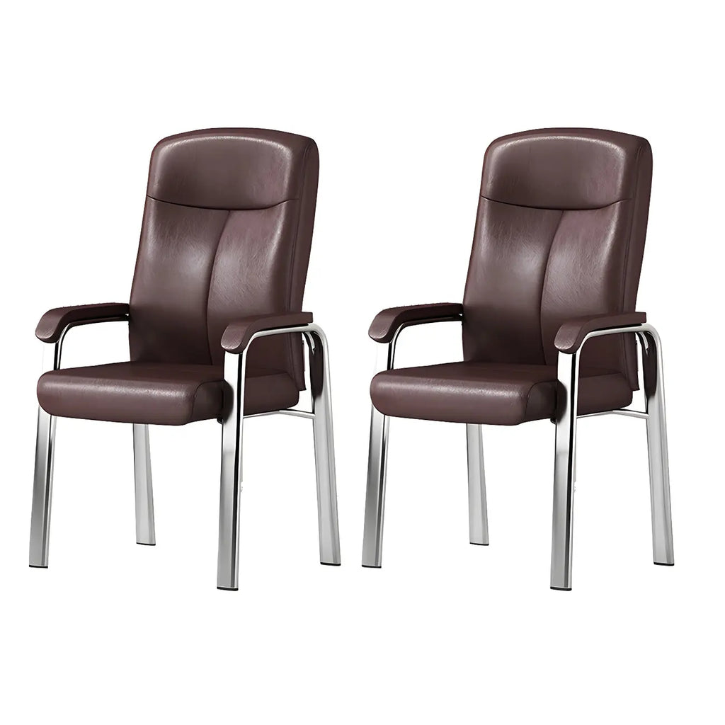 HomeyFad Modern Leather Metal 4-Leg Office Chair with Arms