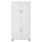 Whisen Minimalist Style Tall and Wide Storage Cabinet, Freestanding Cabinet with 4 Doors and Adjustable Shelves for Bathroom, Office - White