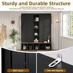 Black / White / Blue Farmhouse Hall Tree with Shoe Cabinet, Bench, Hooks and Open Shelves for 1窶・ Person