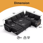 Dyonery 7-seater reclining sofa, modular sofa, side table with hidden storage, rechargeable