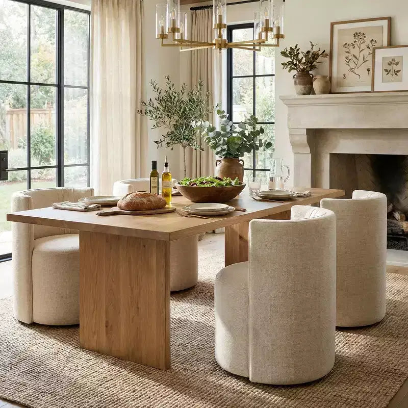 Lot de 4 chaises de salle à manger modernes pivotantes, chaises sans accoudoirs rembourrées en tissu texturé avec dossier incurvé pour salle à manger ou cuisine - Panipeachy
