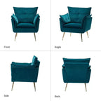 Set of 2 Jonat Contemporary Velvet Wooden Upholstered Armchair with Metal Legs for Bedroom and Living Room| ART OF LIVING DESIGNS