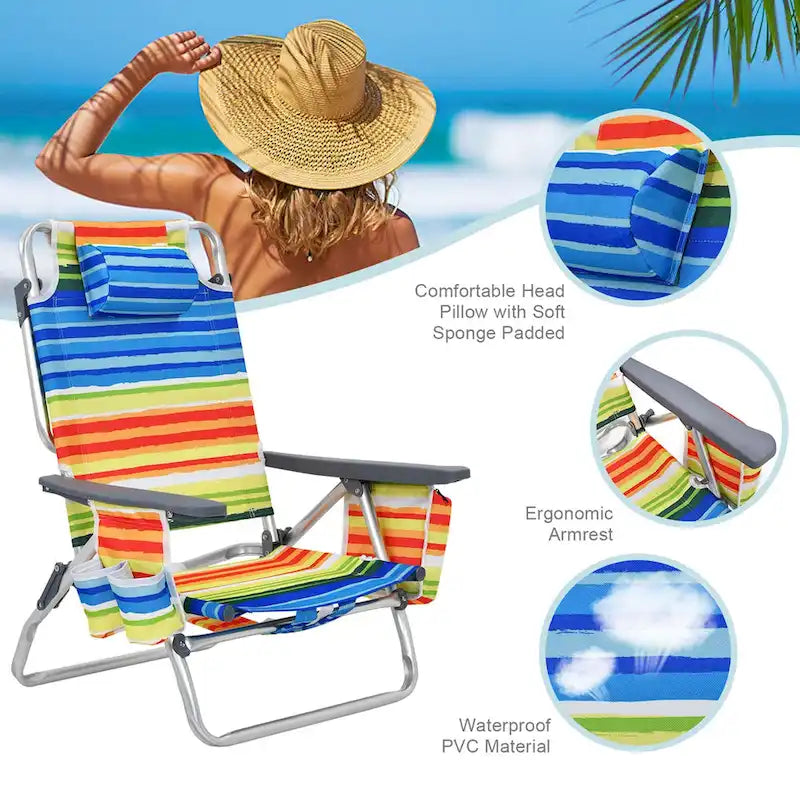 Costway 4-Pack Folding Backpack Beach Chair 5-Position Outdoor - See Details