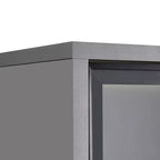 Lighted Display Cabinet LED Curio Cabinet Storage Cabinet with Tempered Glass Door, 2 Drawers, Adjustable Shelves, Modern Minimalist, Gray-ModernLuxe