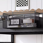 Lit mezzanine en métal ModernLuxe Twin XL/Full/Queen avec escaliers de rangement et étagères, cadre de lit mezzanine robuste, noir