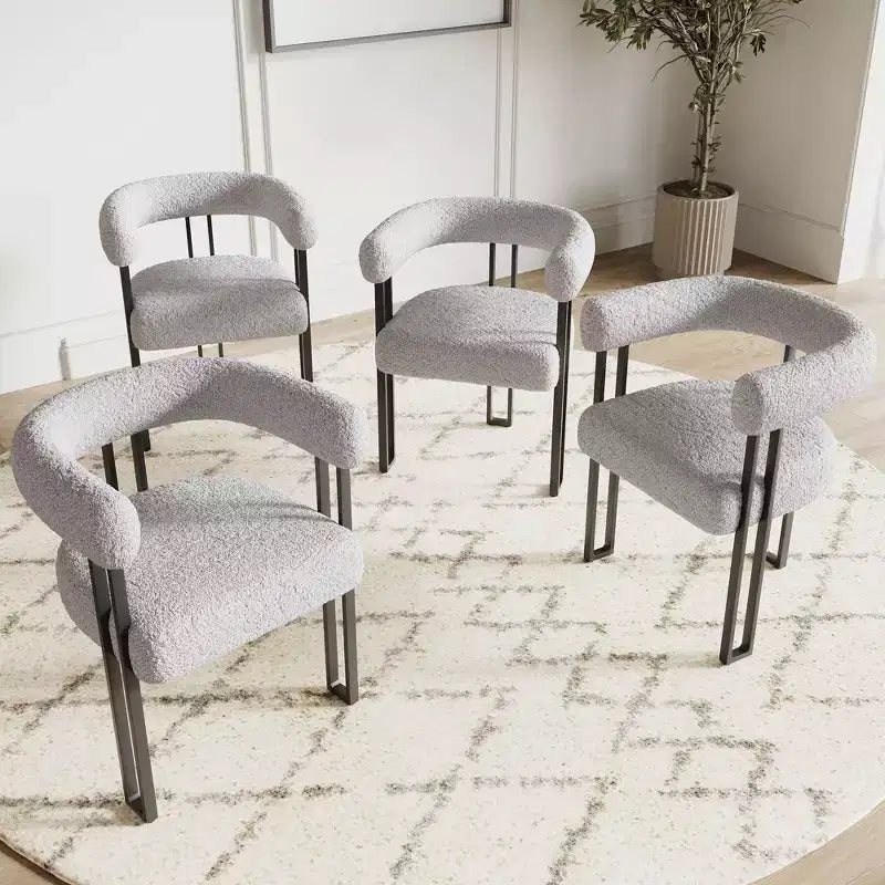 Lot de 2 chaises de salle à manger rondes modernes TUYOHW, chaises de salle à manger rembourrées avec siège coussiné et cadre en métal robuste