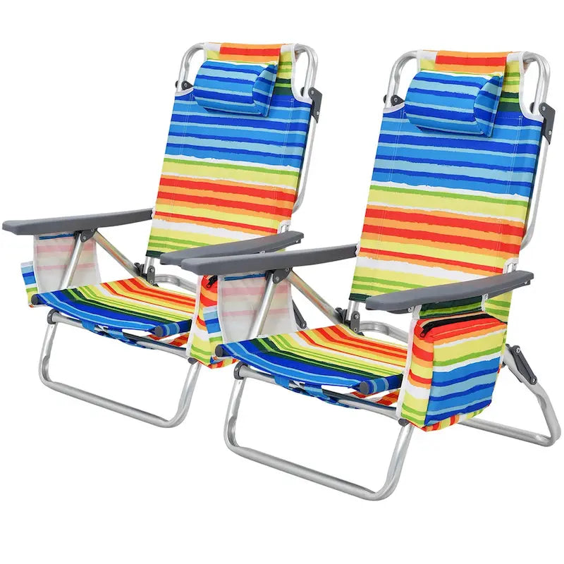 Costway 4-Pack Folding Backpack Beach Chair 5-Position Outdoor - See Details