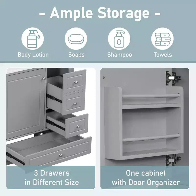 30 Bathroom Vanity Sink Combo, Bathroom storage Cabinet with Drawers and Shelf, Single Sink Bathroom Vanity