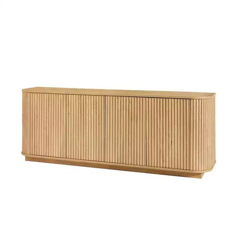 JVNOXK Wavy Wood Grain Sideboard, Vertical Stripes, TV Cabinet, Suitable for Bedroom/Entrance Hall. Natural Wood , 64W  15D  24H