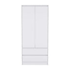 20.47  Modern Double-door Armoire with Hanging Rod and Two Drawers for Bedroom