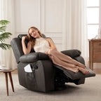 Wide Seat Durable Leather Massage and Heat Recliner