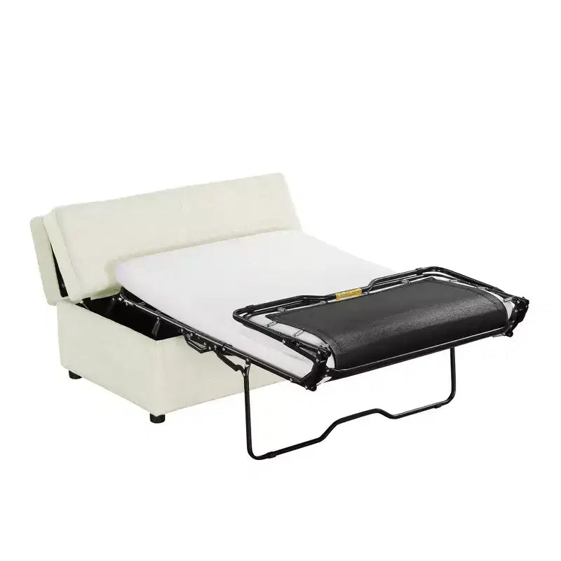 Twin Size Convertible Ottoman Sleeper Bed with Mattress - Space-Saving Guest Bed for Living Room & Apartment