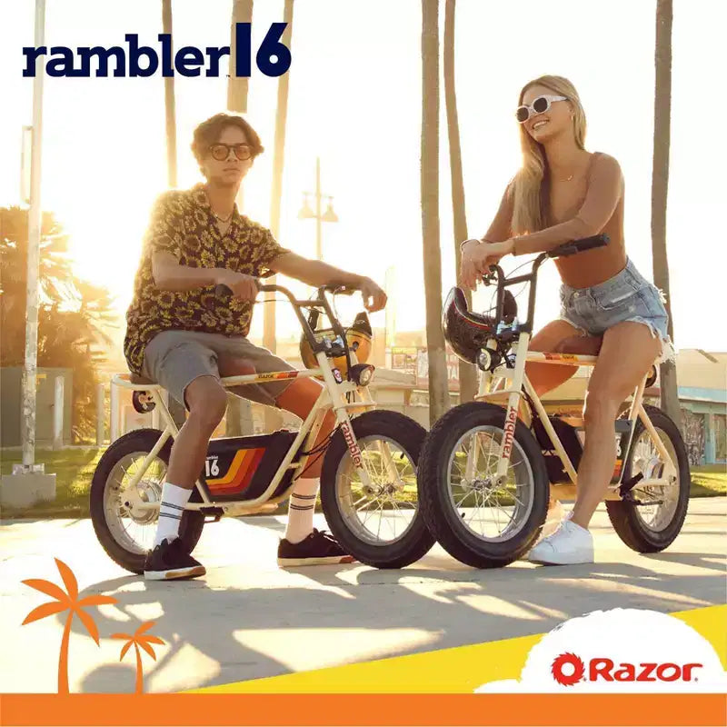 Razor Rambler Step Over Electric Scooter - Beige: 350W Motor, 15.5 mph Speed