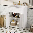 24 Bathroom Vanity with Ceramic Sink, Shaker Cabinet, 2 Soft-Close Doors, Solid Wood Frame for Small Bathroom or Powder Room