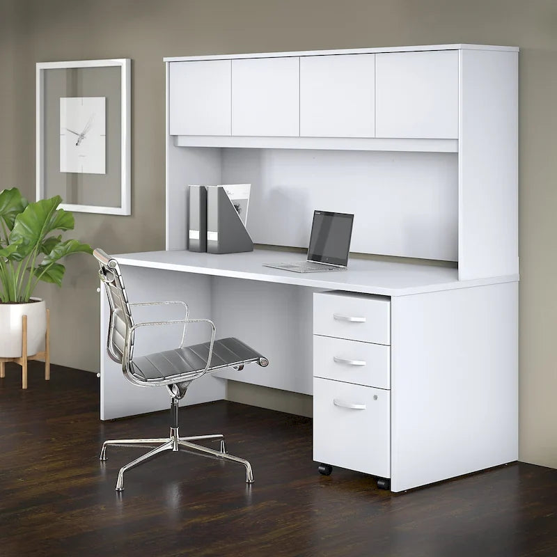 72 Office Desk with Hutch & 3-Drawer Mobile File Cabinet