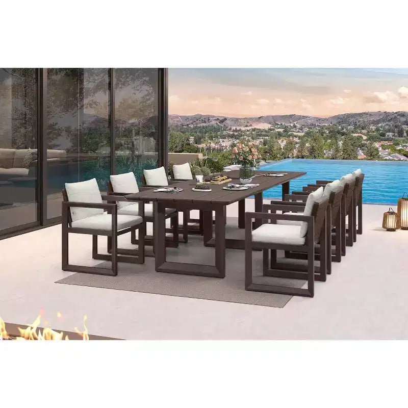 PURPLE LEAF Outdoor Dining Set Aluminum Luxury Patio Furniture Table and Chairs Set with Removable Thick Cushion