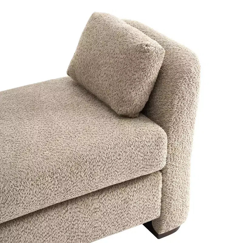GDFStudio Jase Contemporary Rubberwood Boucl Upholstered Bench with Pillows