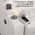 Power Reclining Sofa with Wireless Charger,Reading Light for Living Room,Faux Leather LED Light,AC/USB Port,Cup Holder,Black