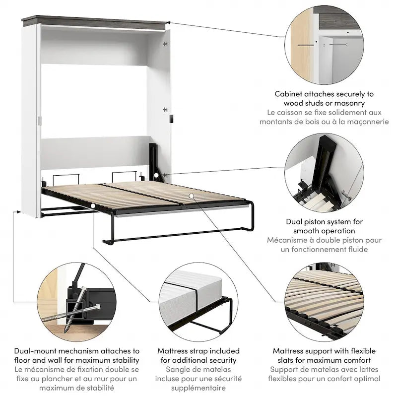 Orion 67W Queen Murphy Bed by Bestar