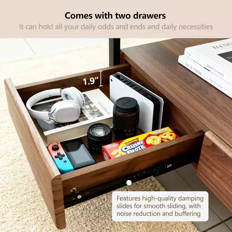 Gaoyangjiaju 47.2 Inch Wooden Coffee Table with Storage Drawers