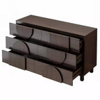 Commode géométrique moderne à 6 tiroirs, buffet de rangement large à demi-cercle pour chambre et salon