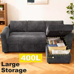 Dyonery 2 in 1 Pull Out Sleeper Sofa with Storage Chaise C Chenille Sectional Couch with USB Ports for Living Room