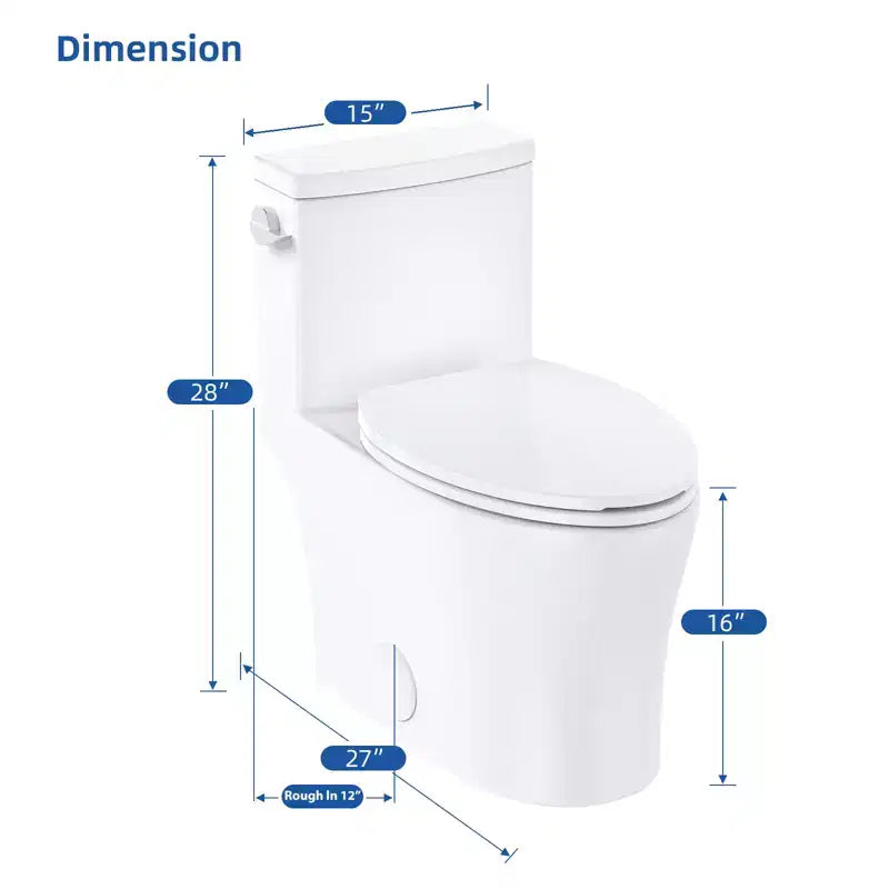 Toilette Commerciale Allongée Double. Hauteur Confort 16 avec Abattant à Fermeture Douce. Blanc