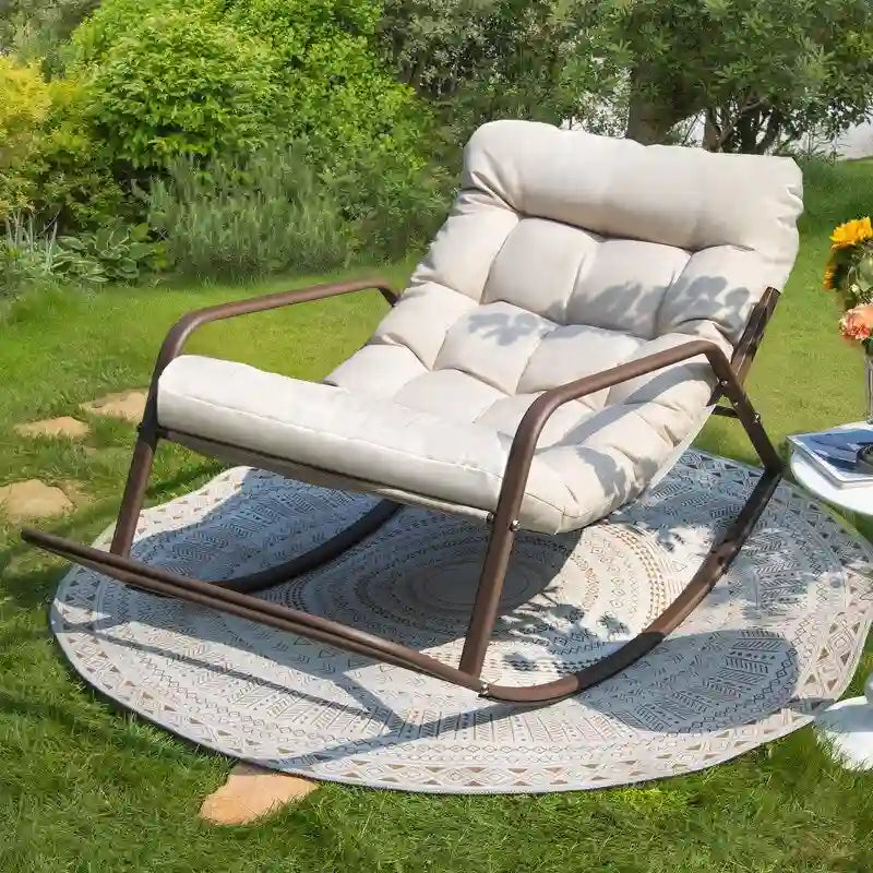 Fauteuil à bascule extérieur extra-large confortable FINCATI, fauteuil à bascule relaxant d'intérieur Papasan de 204 kg pour toutes les saisons