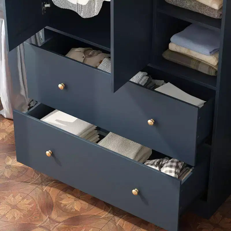 2-Door Armoire with Mirror, Hanging Rod and 2 Drawers