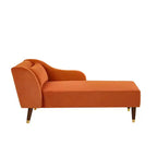 Modern Velvet Chaise Lounge Chair, Upholstered Arm Chaise Lounge with Curved Armrest, Sleeper Lounge Sofa Couch for Bedroom Office Living Room