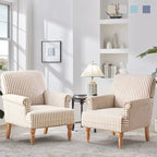 Rolled Armchair Accent Chair Set of 2 Blue/ Grey/ Brown