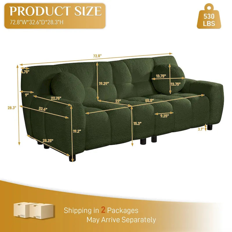 2-Seat Cloud Deep Seat Sofa Couch for Living Room, Bedroom