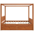 Cadre de lit à baldaquin en bois Whisen de taille Queen avec 2 tiroirs de rangement intégrés, construction robuste et durable