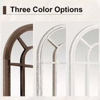 Full-Length Wall Mirror, Solid Wood Grid Arch Design, Openable, No Stand