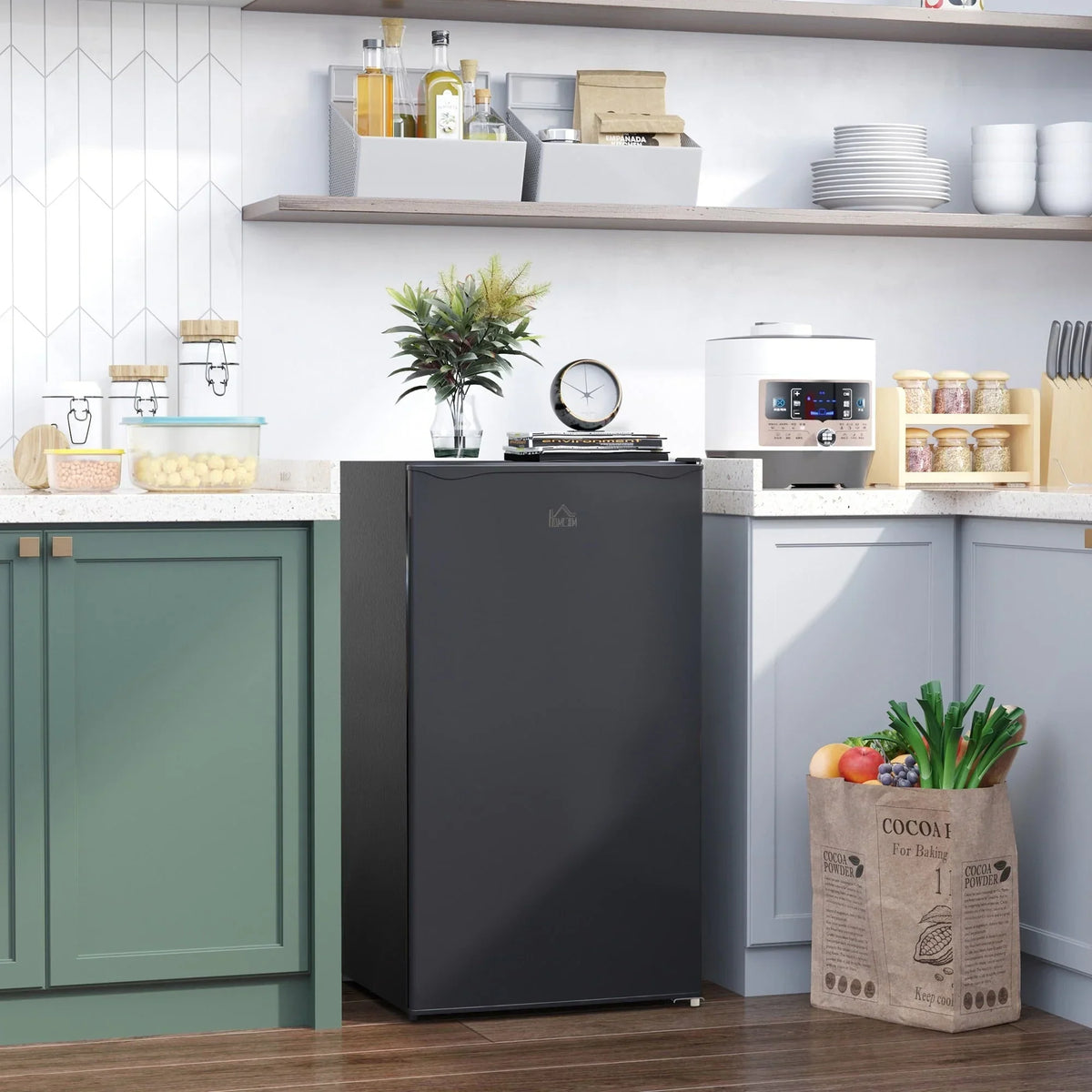 3.2 Cu.Ft Mini Fridge with Freezer, Single Door Compact Refrigerator with Adjustable Thermostat for Bedroom