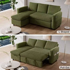 Dyonery 2 in 1 Pull Out Sleeper Sofa with Storage Chaise C Corduroy Sectional Couch with USB Ports for Living Room