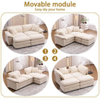 2-seater sofa with 2 cushions, 2 pillows and 2 ottomans, comfortable sofa - Living room deep sofa, modular sofa