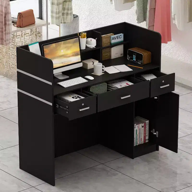 Famapy L-shaped Reception Desk Multifunctional Welcome Desk Workstation